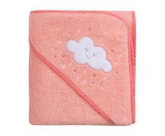 Clevamama Baby Kapuzen Handtuch - Badetuch Badeponcho als Schürze aus Baumwolle, Korallen
