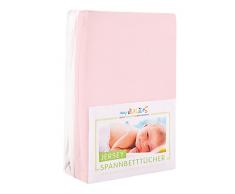 Julius Zöllner Jersey Spannbetttuch Doppelpack für das Kinderbett, Gr. 60x120 / 70x140, rosa & weiß