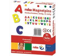 roba Magnet Buchstaben, ABC Set 31tlg, Magnetpins aus Holz, Schul-Spielzeug für Kinder