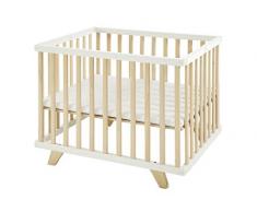 Geuther 2257 NAWE Laufgitter Lasse 2257, Laufstall zum Falten, natur/weiß, 96 x 75 cm, höhenverstellbar, zum Rollen, braun, 17 kg