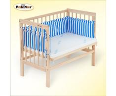 FabiMax 2766 Beistellbett BASIC natur, inkl. Matratze COMFORT und Nestchen Betty blau