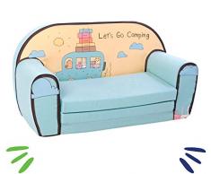Delsit Kindersofa zum Ausklappbare Kindersessel Spielzimmer Baby Kindermöbel für Mädchen Camping, blau