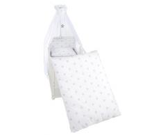 roba Kinder-Bettgarnitur 4-tlg, Babybett-Ausstattung, Bettset 4-teilig: Bettwäsche 100x135 (Decke & Kissen), Nestchen, Himmel