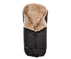 B.O.Z.Z 20-2015-30 Fußsack mit Lammfell Langhaar, schwarz melliert- innen mit Lammfell in dunklem beige