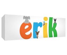 Little Helper ERIK1542-15DE Leinwanddruck Personalisiert, Neu und Aufgespannt auf Keilrahmen, Jungennamen, 15 x 42 x 4 cm, klein