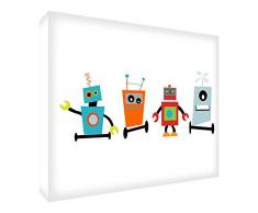 Feel Good Art robots-a5blk-15it Rahmen Deko Acryl, Position Robots 7.4. x 10.5 x 2 cm Mehrfarbig