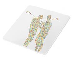 Feel Good Art Hochglanz Untersetzer in Modernes typographisches Golf Paar Design (Mehrfarbig)