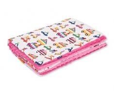 Pepi Leti 685843716877 Sommerwagen-Kuscheldecke Pink Minky, Babydecke, Kinderdecke, 100 x 75 cm Decke, mehrfarbig