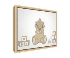 Feel Good Art eco-printed und gerahmt Kinderzimmer Leinwand mit Natur massiv Holzrahmen (44 x 34 x 3 cm, mittel, beige, Bär Herz)