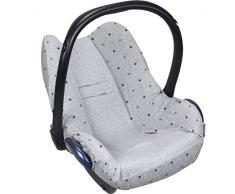 Original Dooky Seat Cover Schonbezug Light Grey Crowns für Babyschale Universalgröße geeignet für 3 und 5 Punkt Gurtsystem Autositz, für Altersgruppe 0+, hell grau
