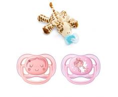 Philips Avent Snuggle Giraffe SCF348/11, Kuscheltier mit Schnuller, inklusive ultra air Schnuller Doppelpack Mädchen 0-6