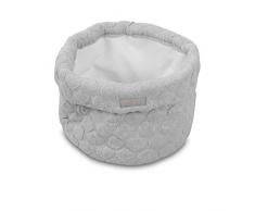 Jollein - StoffkorbFancy Knit Soft Grey 20x20x12cm - Aufbewahrungsbox in grau - Stoff Box für Wickelkommode & Babyzimmer - Strick Korb aus Baumwolle - Stoffkörbchen Wickeltisch