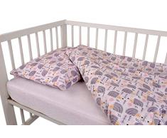 Zweiteilige Baumwollbettwäsche für Babybetten 100% Baumwolle 100x135 cm + Kissen 40x60 mit verdecktem Reißverschluss Babybettwäsche Kinder Bettwäsche (Igeln)