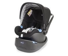 Chicco 07079580410000 Babyschale Oasys 0+, Babytrage, mit Sitzverkleinerer, Standard-Basis, Verdeck, verstellbarem Kopfteil, schwarz