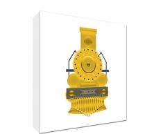 Feel Good Art Leinwand auf Rahmen mit Front Solide in Style D Illustration Moderne Zug D Zeit gelb/weiß 14,8 x 21 x 2 cm Grand