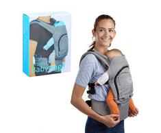 little Choice Babytrage Urban Chic, ergonomische Bauchtrage ab 3 Monate, bequeme Rückentrage mit Sonnenschutz, grau