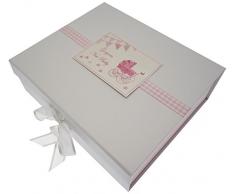 New Baby, große Andenken Box, Rosa Kinderwagen und Wimpelkette