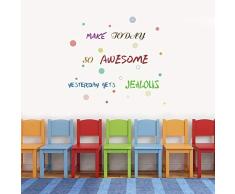 Iarttop Wandaufkleber mit inspirierendem Zitat, Aquarell, motivierender Spruch „Make Today“, tolle bunte Punkte, Wandaufkleber für Klassenzimmer, Schlafzimmer, Dekoration
