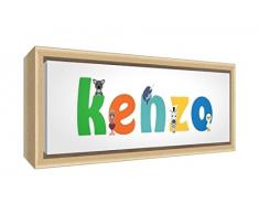 Little Helper Leinwand mit Rahmen aus Massivholz Natur illustrativen Stil Bunt mit dem Namen de jeune Jungen Kenzo 34 x 88 x 3 cm groß