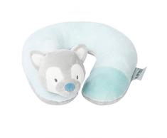 Nattou Nackenkissen Wolf Tiloo, Für Babys ab der Geburt, 20 × 18 × 10 cm, Tim und Tiloo, Blau/Grau