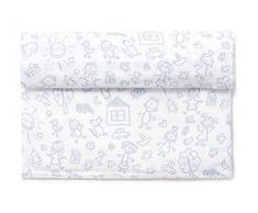 Ti TIN - Baby Musselin, 125x125 cm | Musselin Tuch mit Familien-Motiv, leichte und weiche Baumwollfaser, Mulltuch vielseitig einsetzbar, als Decke, Halstuch/Dreieckstuch, Spucktuch etc, Farbe: Blau