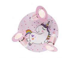 Deckenleuchte Einhorn Kinderzimmer, rosa Kinderlampe 3-flammig E14, Mädchenzimmer, für LED geeignet