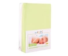 Julius Zöllner Jersey Spannbetttuch Doppelpack für das Kinderbett, Gr. 60x120 / 70x140, grün & weiß