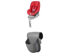 Maxi-Cosi Pearl Kindersitz mit 5 Sitz- und Ruhepositionen, Gruppe 1 Autositz (9-18 kg) nutzbar ab 6 Monate bis ca. 4 Jahre, nomad red + Maxi-Cosi Pocket Becherhalter, grau