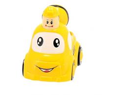 Bieco Drück & Los Flitzer Mischer | Spielzeug Auto mit Aufzieh Mechanismus durch Kopf Herunterdrücken | Rückzug Spielzeugautos ab 6 Monaten | Baby und Kleinkind | Auto Baby 1 Jahr | Aufziehbares