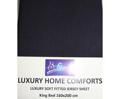 Familie Bettwäsche Baumwolle Jersey King Bett Spannbettlaken Spannbetttuch, 160 cm x 200 cm, schwarz