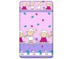 100% Baumwolle Spannbetttuch mit bedruckt Design für Baby-Junior Bett 160 x 70 cm, (Schaf pink)