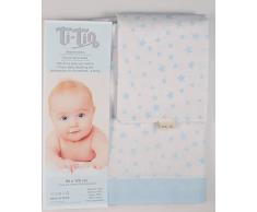 Ti TIN 3-teiliges Bett-Set Bettbezug für Babybett, 50x80 cm | Bettdeckenbezug+ Spannbettlaken mit Gummizug + Kissenbezug 100% Baumwoll-Popeline für Kinderbett, Sternchen-Motiv, blau