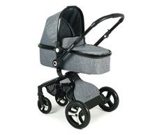 CHIC 4 BABY 165 34 Kombi-Kinderwagen Platino, inklusive Sportwagenaufsatz, Babywanne und Maxi-Cosi Adapter, Jeans, grau