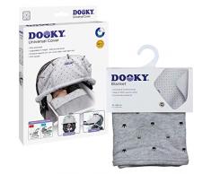 Original Dooky Combi Pack Cover & Decke im Light Grey Crown Design Universal Sonnenschutz, Wetterschutz Set für Babyschale, Kinderwagen und Buggy (universale Passform mit Klettband, UV-Schutz LSF 40+)