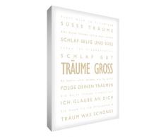 Little Helper DRBG1624-01RG Feel Good Art Wandschmuck Leinwand im modernen typographischen Stil Träume Gross, 60 x 40 cm, beige mit weiß