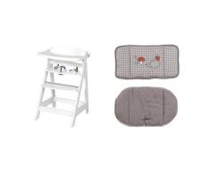 roba Treppenhochstuhl mitwachsend, Sit Up FUN, Holz weiß, abnehmbares Essbrett, Sitzverkleinerer Adam & Eule