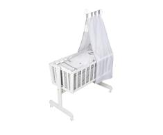 roba Komplettwiegenset miffy, Babywiege (Liegefläche 40x90 cm), Holz, weiß, Stubenwagen & Wiege mit Feststellfunktion, Wiegenset inkl. kompletter Ausstattung & Baby Bettwäsche (80 x 80 cm)