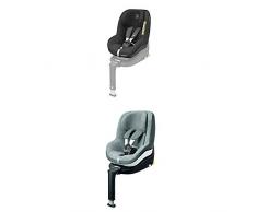 Maxi-Cosi Pearl Smart Kindersitz, Gruppe 1 (9-18 kg) ab 6 Monate - 4 Jahre, rückwärts und vorwärtsgerichtetes Fahren, für Isofix-Basis FamilyFix One i-Size, black grid + Pearl Sommerbezug, grey
