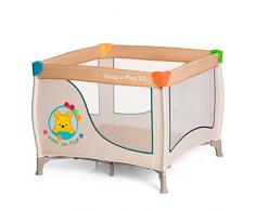Hauck Sleep N Play SQ, leichtes quadratisches Baby-Laufgitter, Laufstall, Reisebett inklusive Matratze und Tasche, Liegefläche 90 x 90 cm, faltbar und tragbar, beige (Pooh Ready To Play)