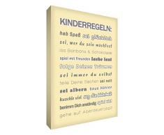 Little Helper KR1624-20G Feel Good Art Wandschmuck Leinwand im modernen typographischen Stil Kinderregeln, 60 x 40 cm, cremeweiß