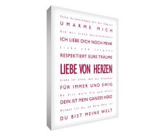 Little Helper LVDP1216-05RG Feel Good Art Wandschmuck Leinwand im modernen typographischen Stil Liebe Von Herzen, 40 x 30 cm, rosarot mit weiß