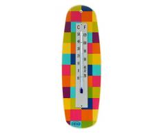 Hess Holzspielzeug 15802 - Thermometer aus Holz, buntes Muster, ca. 26 x 8 cm