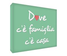 Feel Good Art HMEFAM2436 – 01It Bild auf Leinwand Wand in Frühstücksflocken mit Text Wo KÃÂ ¤ Familie gibt KÃÂ ¤ Haus 60 x 40 x 4 cm hellgrün