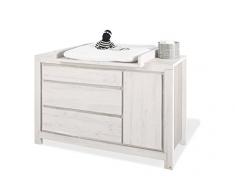 Pinolino 130063X Moderne, Extrabreite Wickelkommode, Wickelfläche, Wickelhöhe, Wickelaufsatz Abnehmbar, aus MDF, 85 X 75 X 93 cm, eiche grau