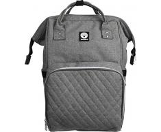 Dooky Diaper Backpack Baby Wickelrucksack Wickeltasche für Neugeborene (inkl. Wickelunterlage, leicht zu befestigen, 7 Fächer, intelligenter Stauraum, Multifunktional), Grau Melange