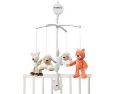 Nattou Mobile mit Spieluhr Fanny und Oscar, Sanftes Wiegelied La-Le-Lu, 48 x 7 x 15 cm, Weiß/Beige/Orange