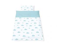 Pinolino 630012-2 Wendebettwäsche für Kinderbetten Wölkchen, 2-teilig, blau