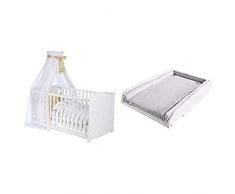 roba Komplettbett 70x140 cm Safari, Babybett weiß, umbaubar zum Juniorbett, inkl. Bettwäsche, Himmel, Nestchen, Matratze, Wickelplatte