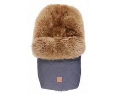 Lammfell Fußsack Nelly, Lammfell cappuccino, navy melange