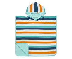 LÄSSIG Baby Kinder Kapuzenhandtuch Wendbar Sandabweisend Frottee Strandtuch Badetuch Kapuzenshirt UV-Schutz 50+/Beach Poncho, Multistripe, 12-36 Monate, mehrfarbig